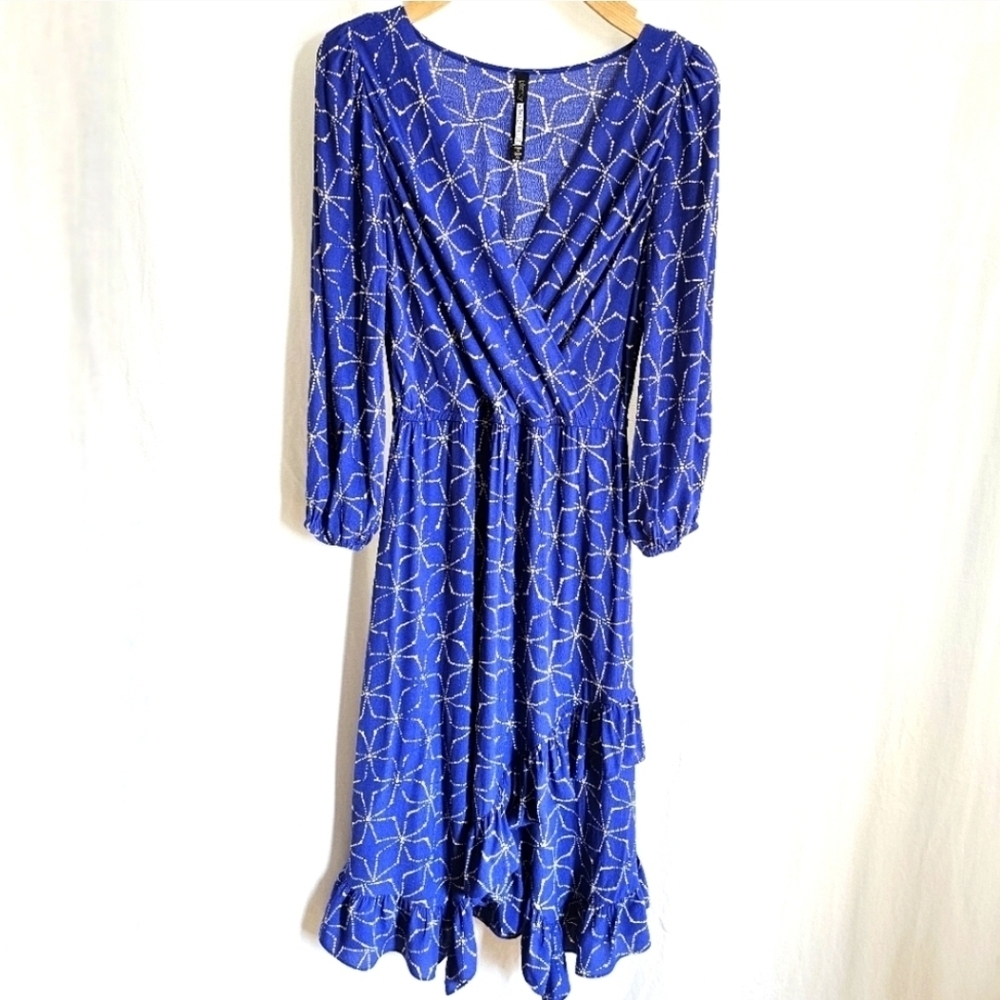 Anthropologie x Plenty by Tracy Reese Aleah Blue & White Floral Midi Dress